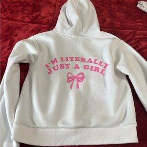 White Hoodie with Pink Print for Kids
